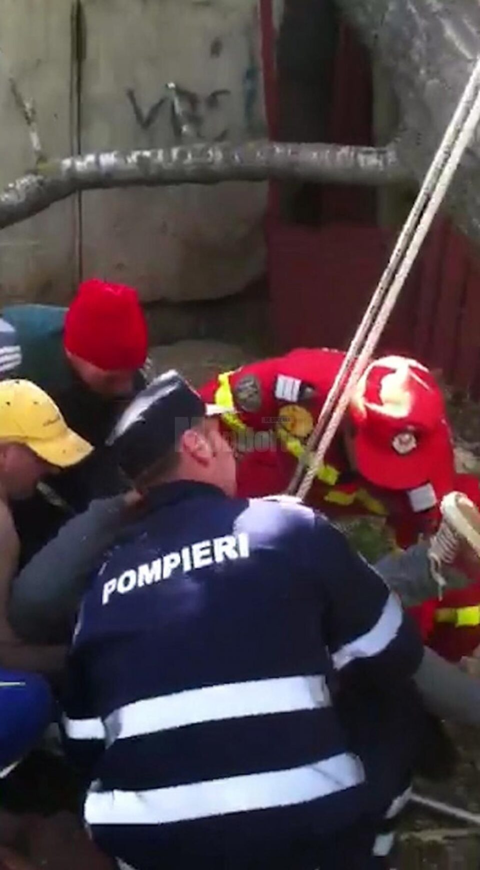 Tânăr peste care a căzut ramura groasă a unui copac, salvat de pompieri