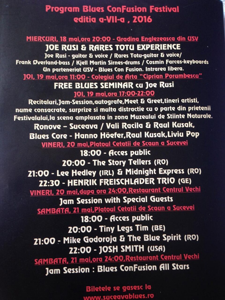 Patru zile de Blues ConFusion, pe platoul Cetății de Scaun și în alte patru locații