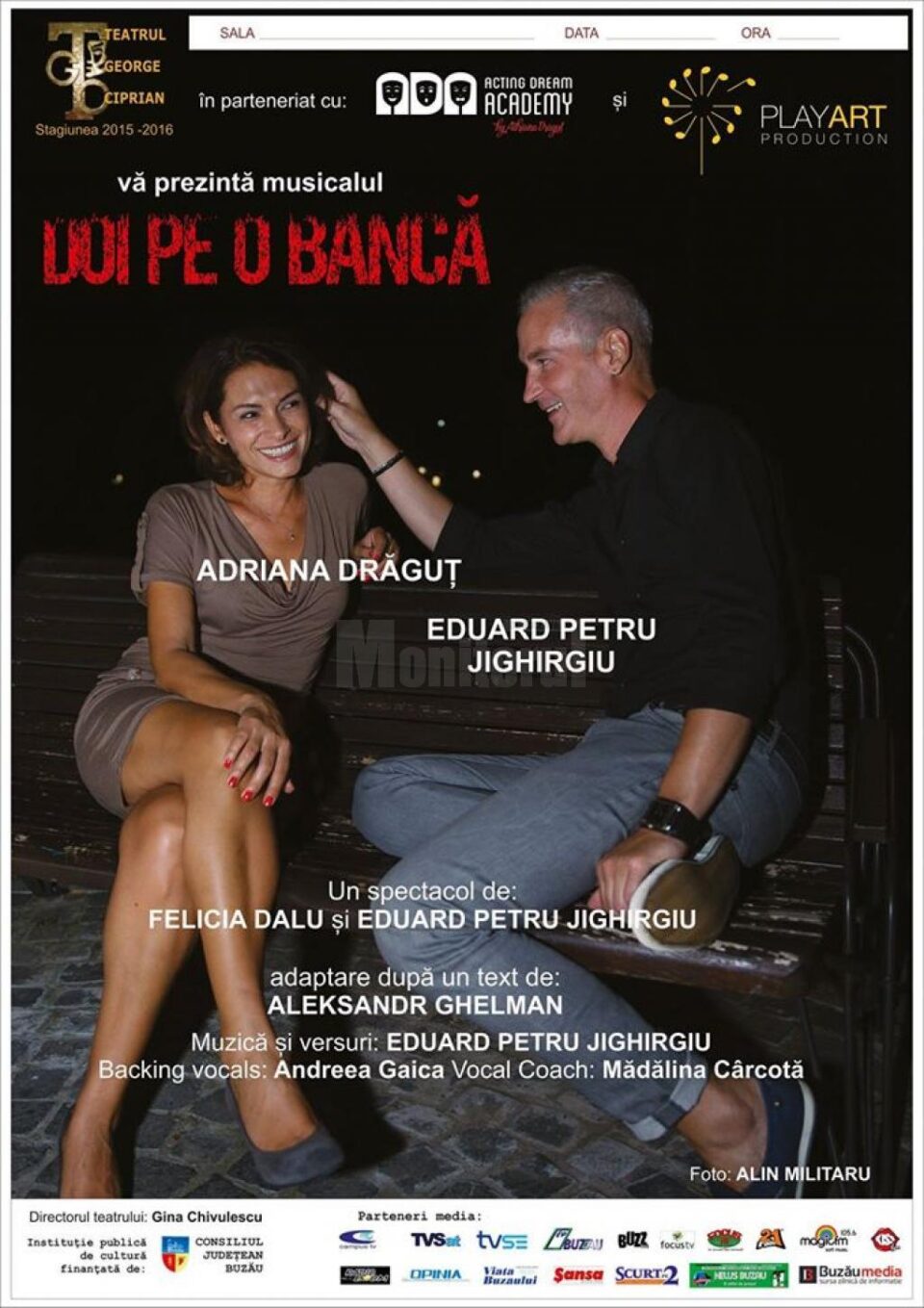 „Doi pe o bancă”, la Teatrul Municipal „Matei Vișniec” Suceava