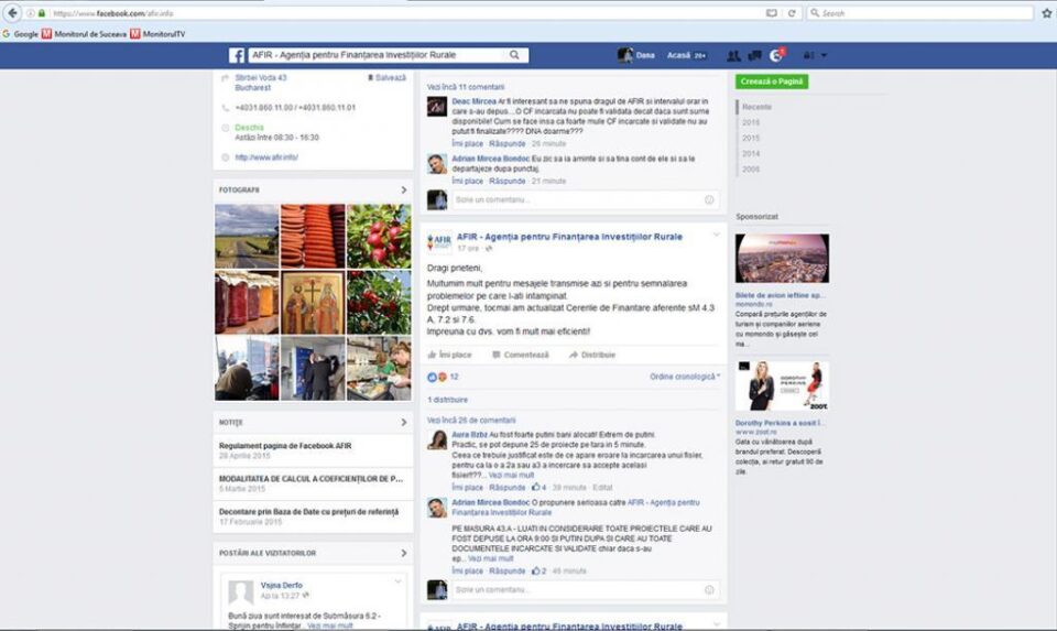 Agenția pentru Finanțarea Investițiilor Rurale comunică pe Facebook cu primarii