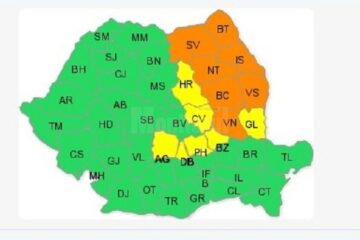 Cod portocaliu de ploi torențiale în Suceava și alte șase județe