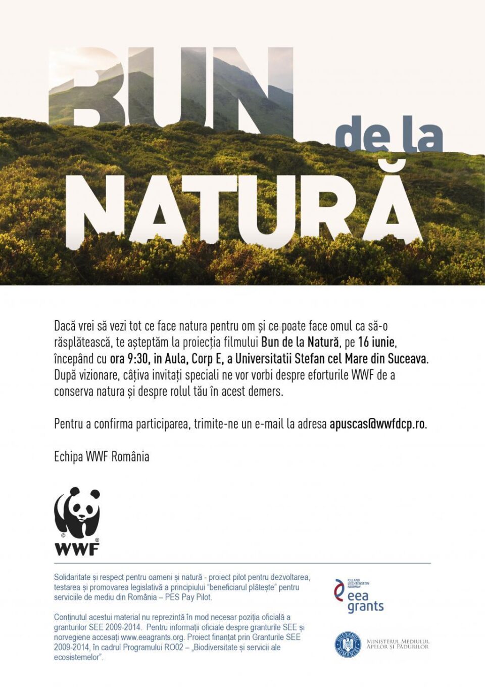 Proiecție de film „Bun de la Natură”, la USV