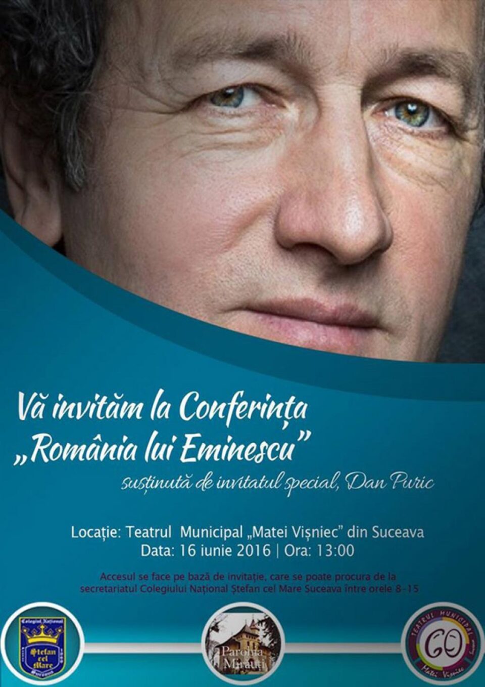 Actorul Dan Puric va susține o conferință la Teatrul Municipal „Matei Vișniec”