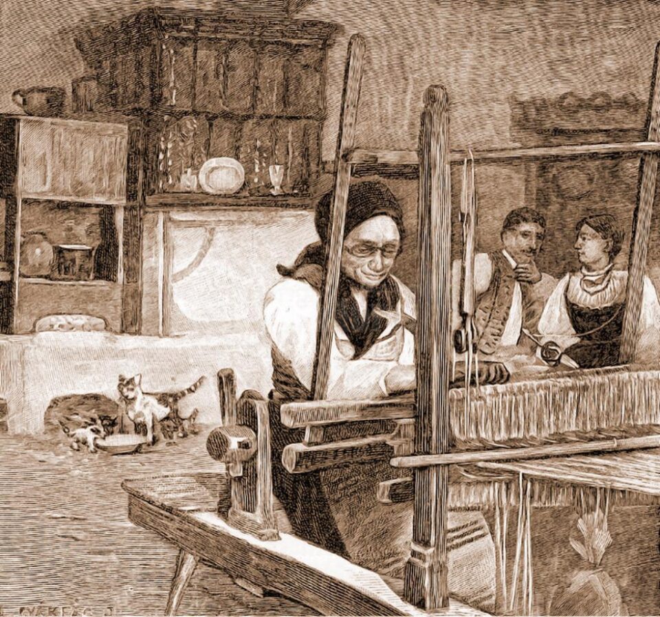 Unguroaică, țesând zestrea fiicei sale