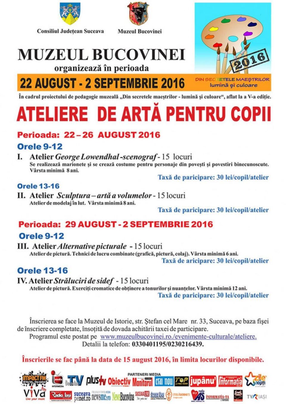 Ateliere de artă pentru copii, la Muzeul Bucovinei