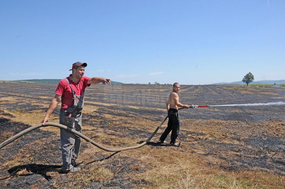 Un incendiu de vegetație a pârjolit câteva hectare cu paie, punând în pericol circulația pe DN 2