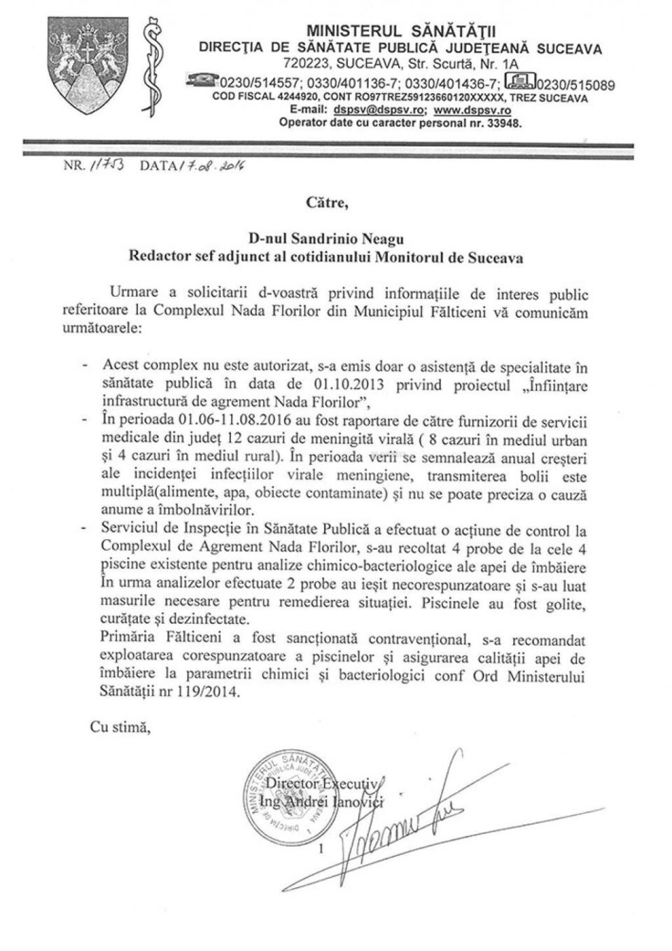 Piscinele de la „Nada Florilor” Fălticeni nu au aviz de la DSP. Mai mulți părinți reclamă că au ajuns la spital cu copiii bolnavi de meningită