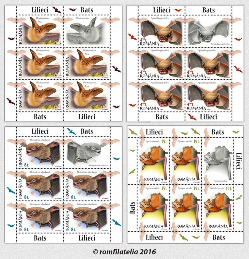 Emisiune de mărci poștale cu specii de lilieci din România, protejate prin lege