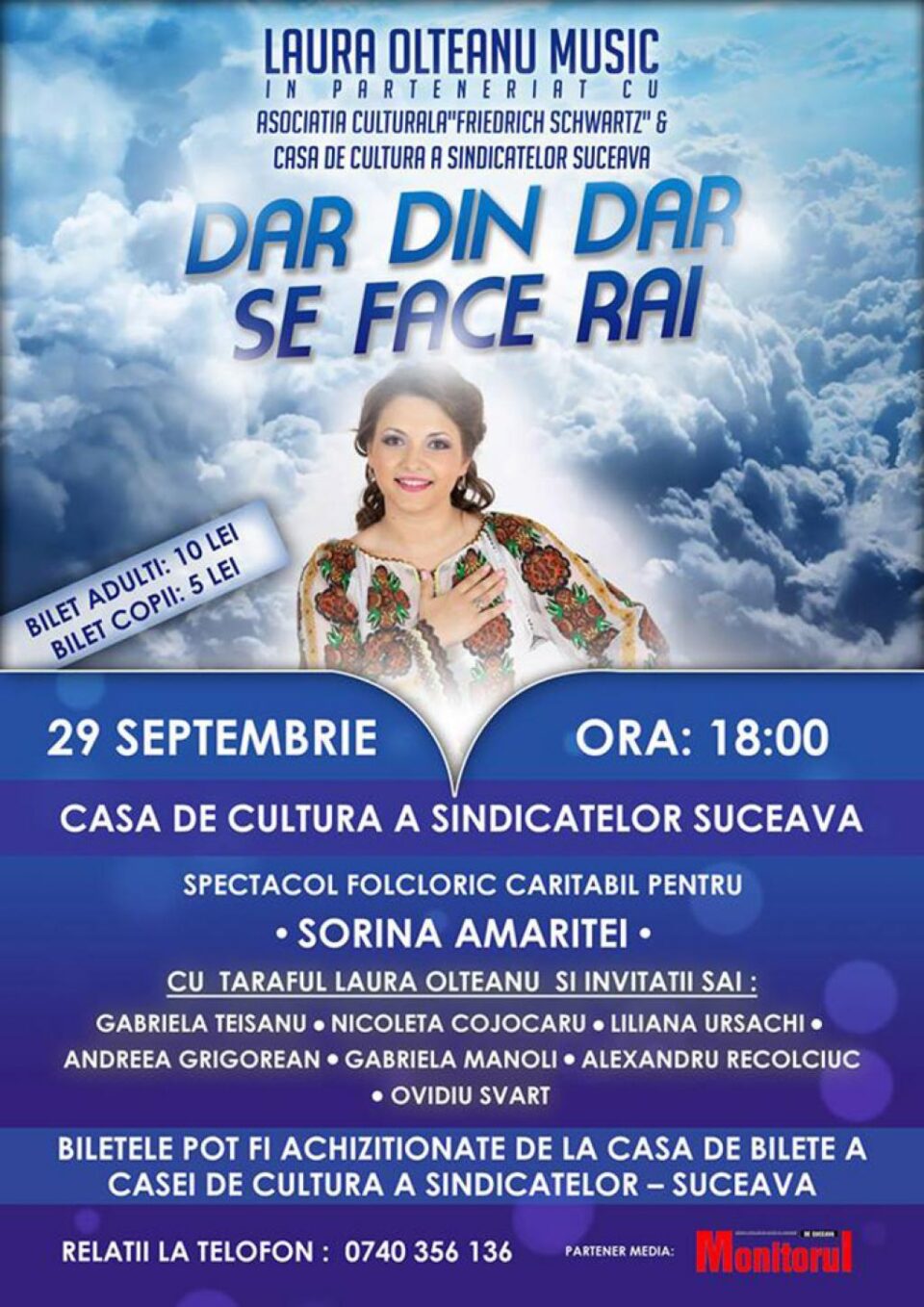„Dar din dar se face Rai”, spectacol folcloric caritabil pentru o elevă cu coloana fracturată în urma unui accident „Dar din dar se face Rai”, spectacol folcloric caritabil pentru o elevă cu coloana fracturată în urma unui accident