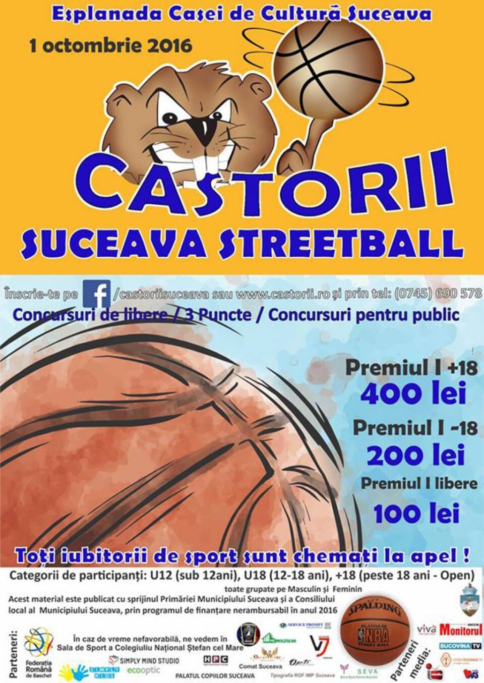 Turneu de streetball, sâmbătă, în centrul Sucevei