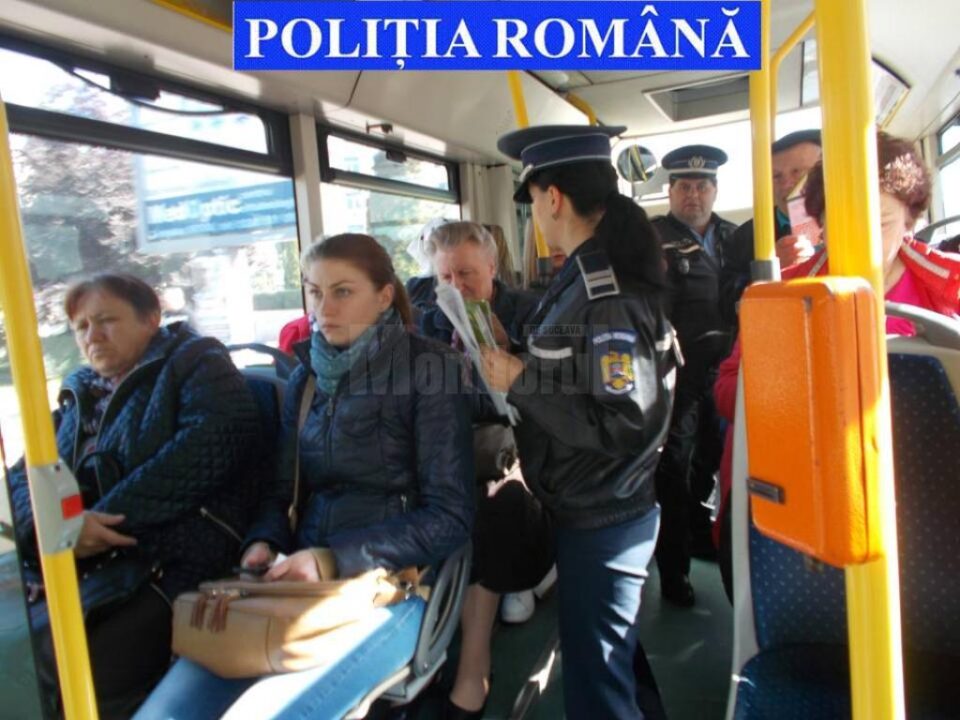 Acțiune preventivă a polițiștilor în autobuzele din municipiul Suceava