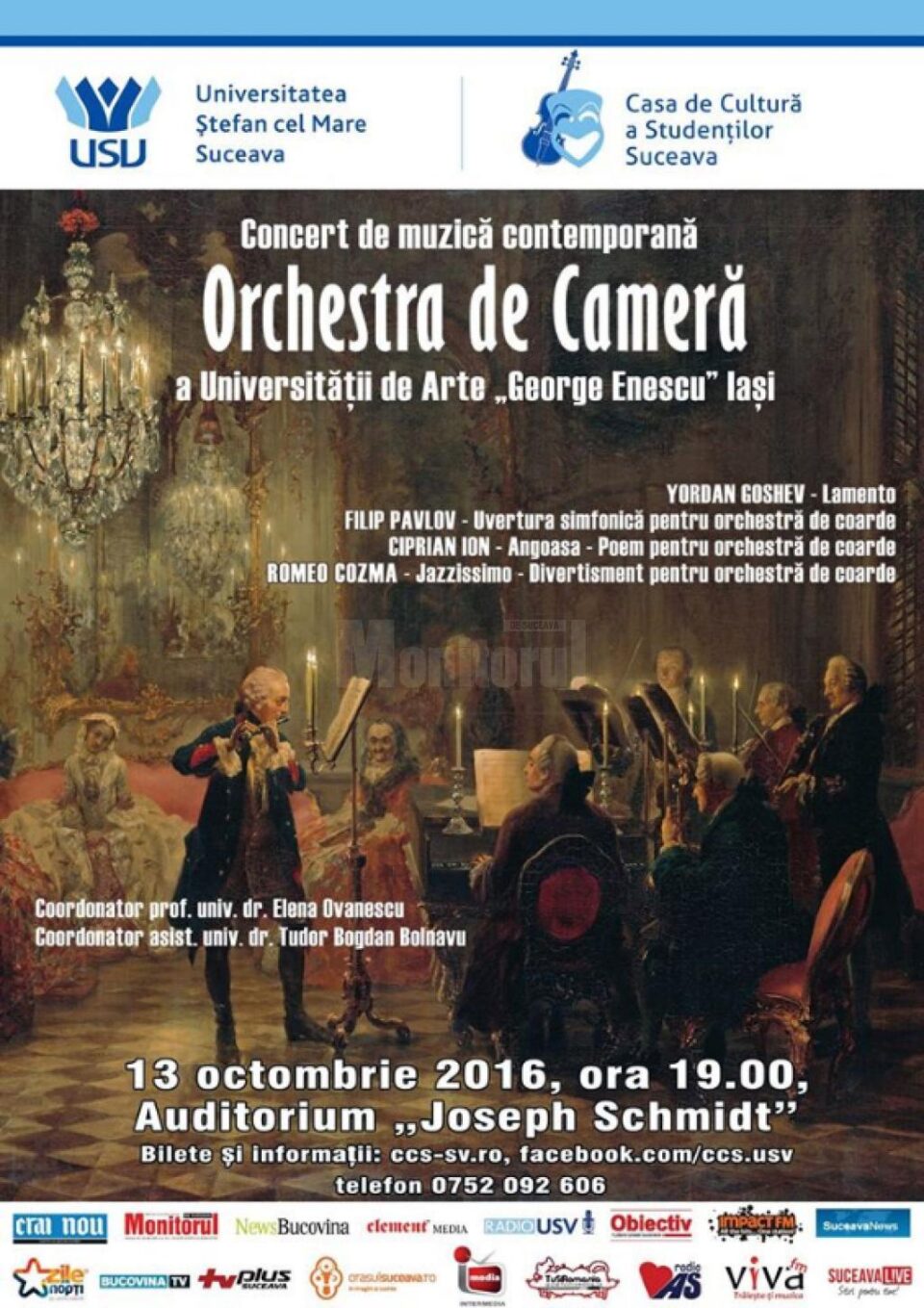 Orchestra de Cameră a Universității de Arte Iași concertează la Suceava