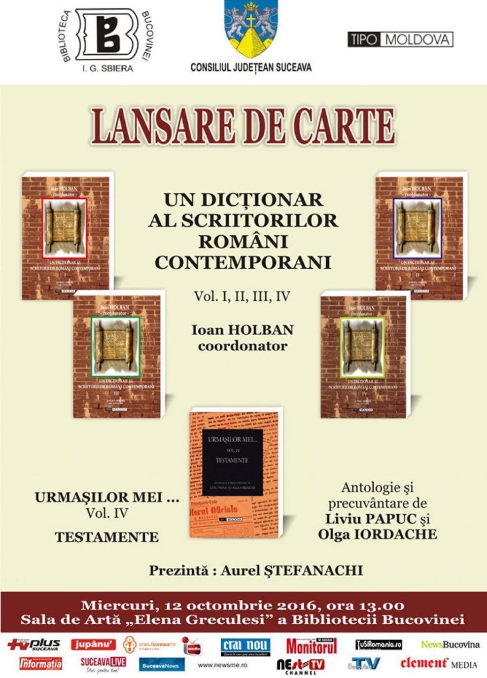 Lansare de carte, miercuri, la Biblioteca Bucovinei