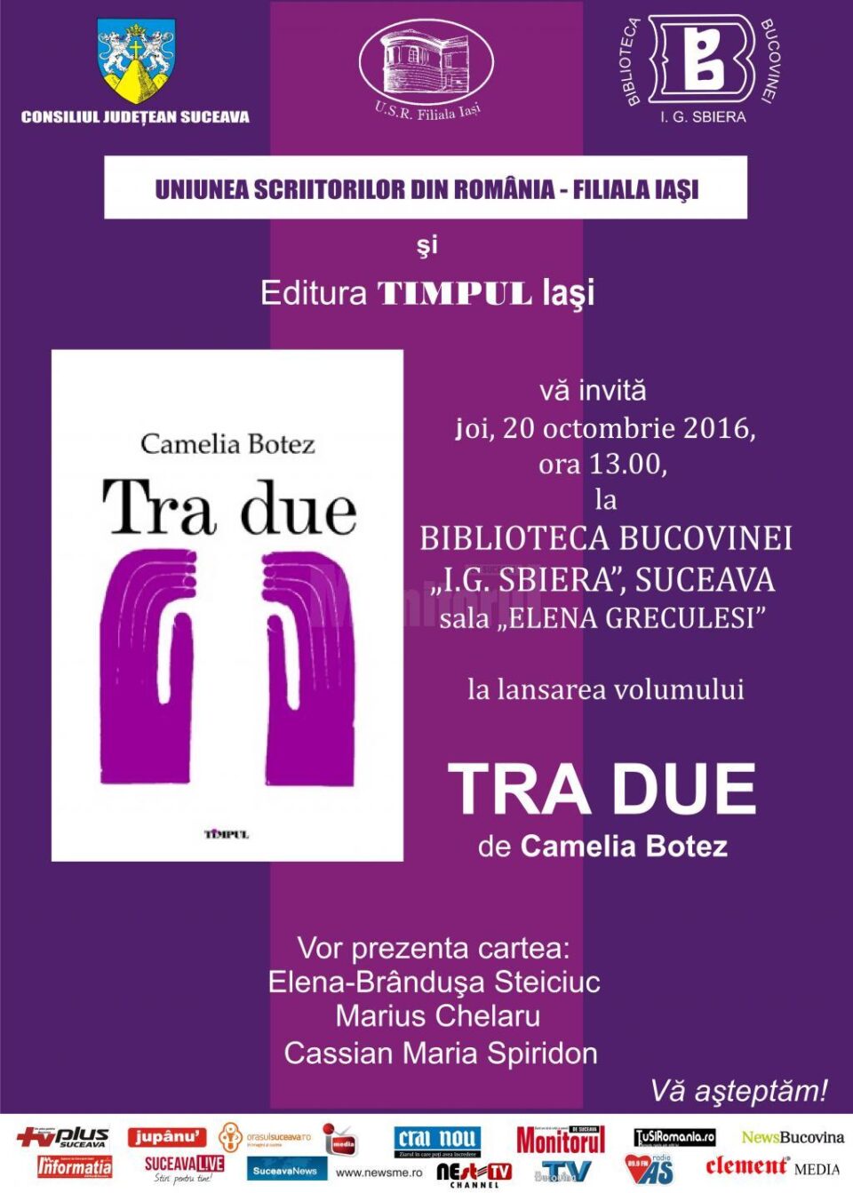 Lansarea cărții „Tra Due” de Camelia Botez