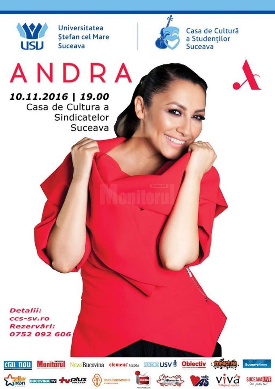 Andra concertează pe scena Casei de Cultură Suceava