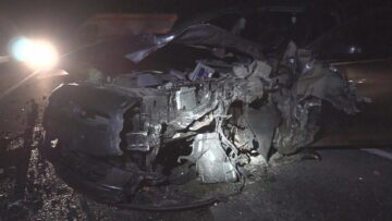 Autoturismul Fiat Bravo în care se aflau cei trei jandarmi