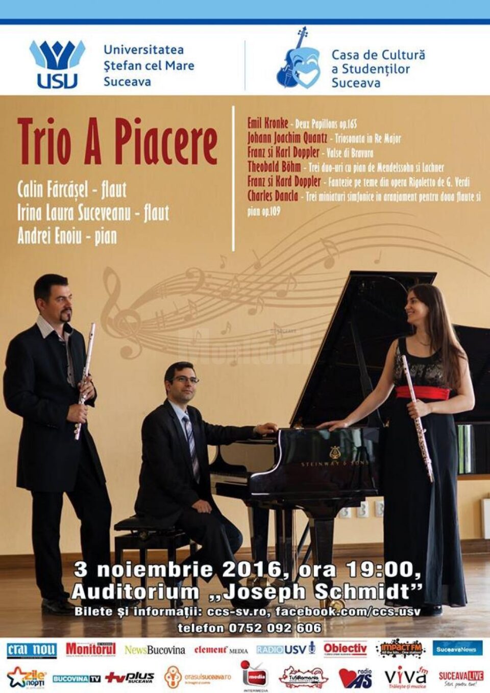 Concert de flaut și pian cu Trio A Piacere
