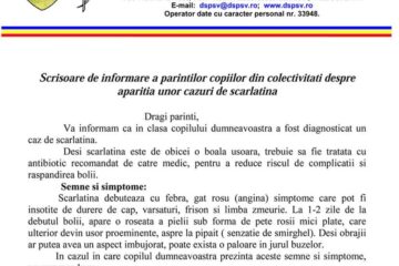 DSP a început să trimită scrisori părinților, în care îi informează că în clasa copilului lor a fost diagnosticată scarlatina