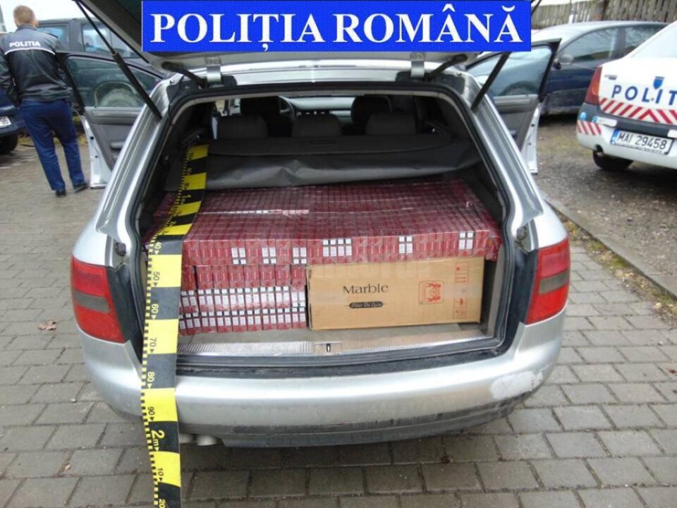 Mașina plină cu țigări de contrabandă