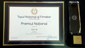 Diploma și trofeul primite de compania SUCT Suceava