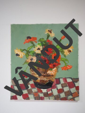 „Flori” (40x45), ulei pe pânză, înrămat, autor Vasile Anghel Siminiuc, preț 100 de euro