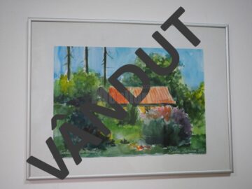 „Tabără de creație” (41x31), înrămat, autor Radu Bercea, preț 50 de dolari
