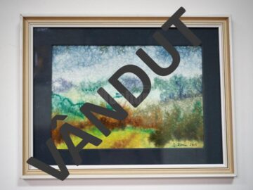 „Valea Solonețului” (16x23,5), acuarelă, înrămat, autor Dumitru Rusu, preț 50 de euro