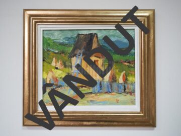 „Fânar – Șaru Dornei” (35x40), ulei pe pânză, înrămat, autor Vasile Anghel Siminiuc, preț 100 de euro
