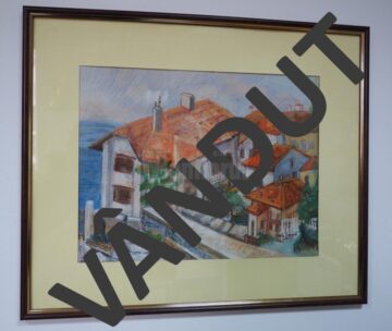 „Balcic – Faleza” (63x53), pastel, înrămat, autor Lucia Pușcașu, preț 100 de euro