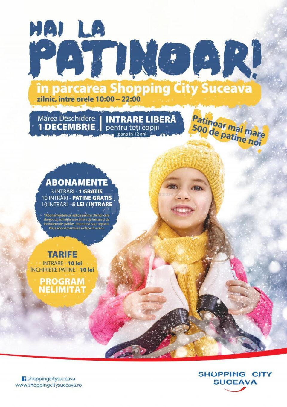 Patinoarul din parcarea Shopping City Suceava se deschide pe 1 Decembrie