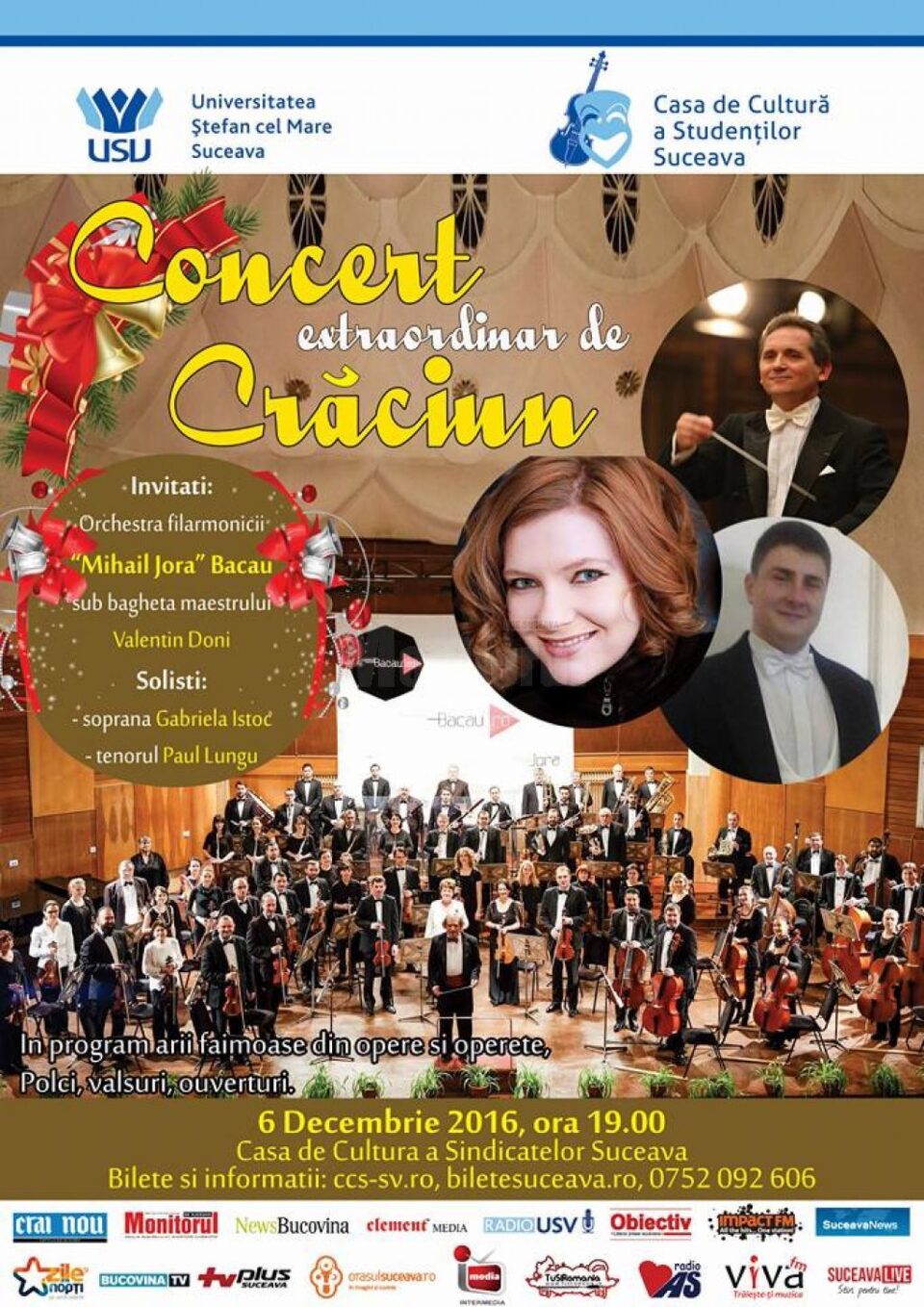 Concert extraordinar de Crăciun cu Orchestra filarmonicii „Mihail Jora” din Bacău Concert extraordinar de Crăciun cu Orchestra filarmonicii „Mihail Jora” din Bacău