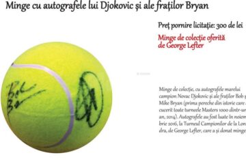 Minge cu autografele lui Djokovic și ale fraților Bryan Minge cu autografele lui Djokovic și ale fraților Bryan