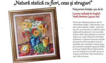 „Natură statică cu flori, ceas și struguri”