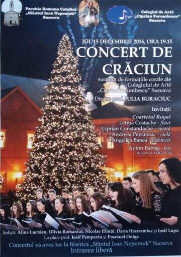 Concertul de Crăciun al formațiilor corale ale Colegiului de Artă „Ciprian Porumbescu”, aplaudat de peste 400 de spectatori