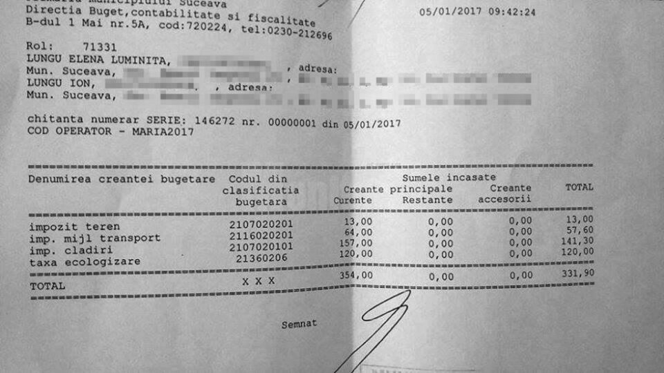 Ion Lungu: „Am plătit astăzi primul, cu chitanța nr.1, taxele și impozitele locale aferente anului 2017"