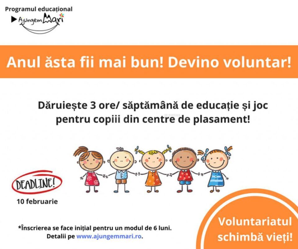 Apel la voluntariat pentru educația copiilor din centrele de plasament din județ