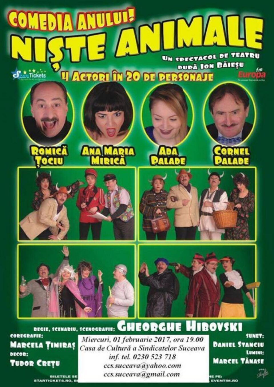 Spectacolul „Niște animale”, de la Casa de Cultură Suceava, a fost anulat