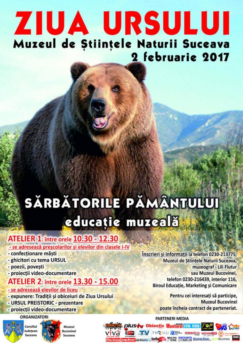 „Zilele animalelor sălbatice”: „Ziua ursului”, la Muzeul de Științele Naturii Suceava