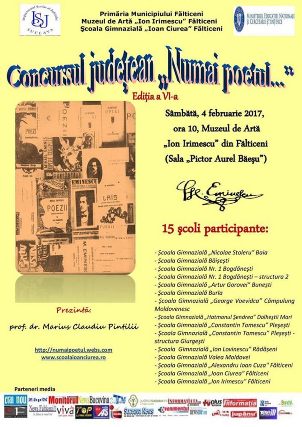 Concursul județean cultural-artistic de cunoștințe literare și creație literară și plastică „Numai poetul...”