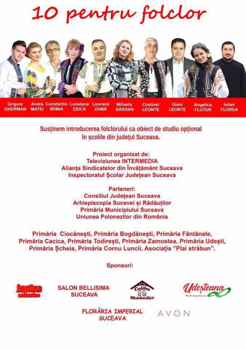 Proiectul "10 pentru folclor", ediția a II-a, debutează la Școala Gimnazială ”Ion Creangă” Suceava