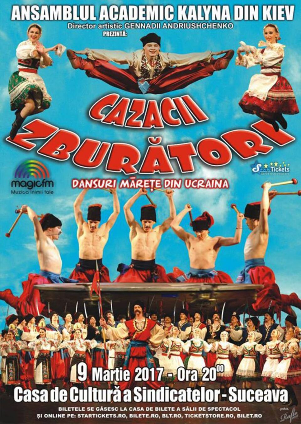 „Cazacii zburători” din Ansamblul Kalya din Kiev vor susține un spectacol pe scena Casei de Cultură Suceava