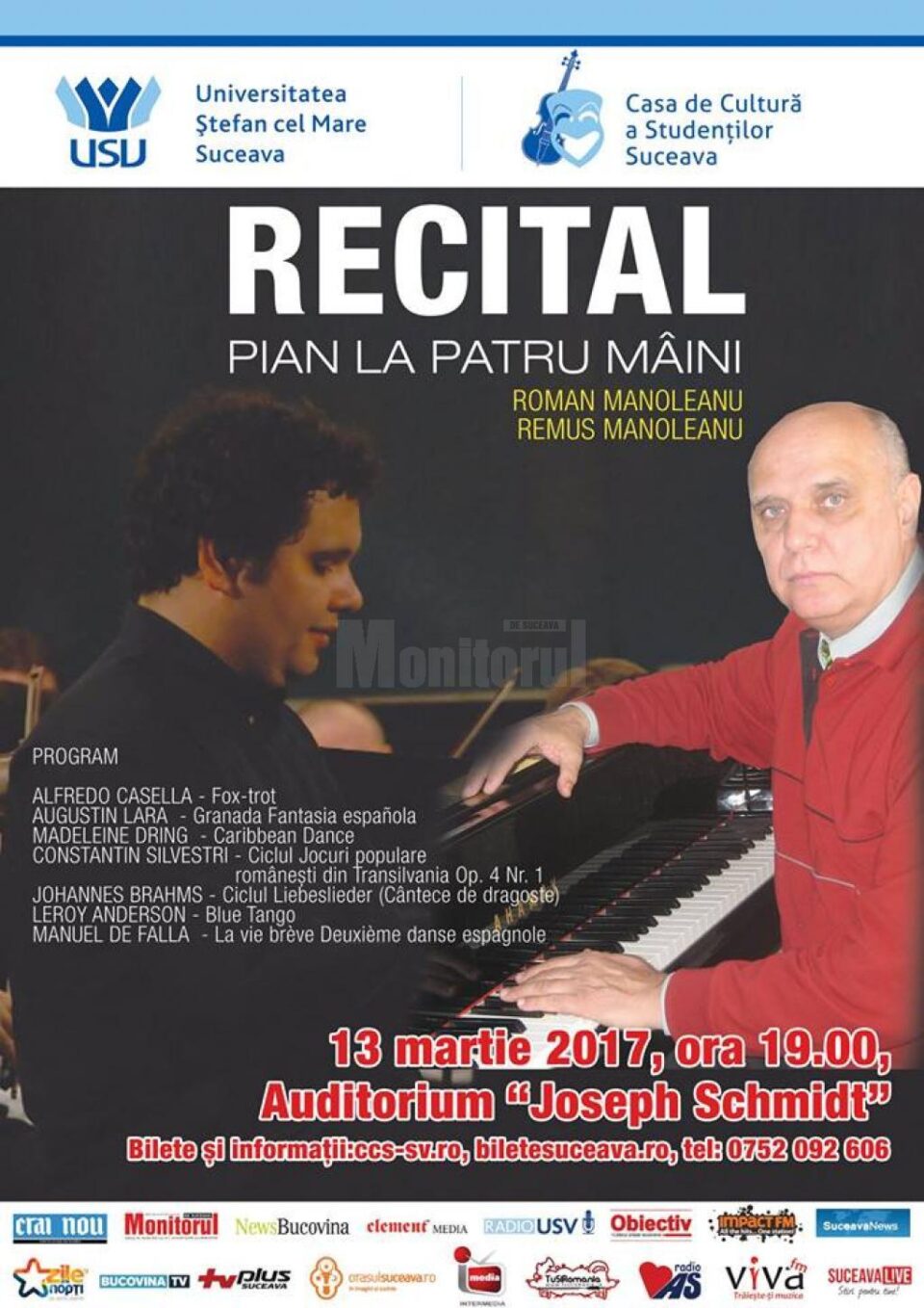 Recital de pian la patru mâini, pe scena Universității din Suceava