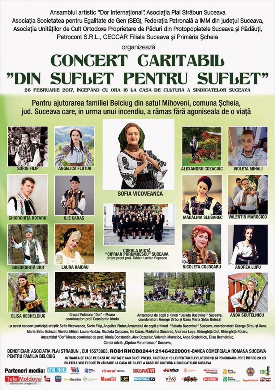 Zeci de artiști pe aceeași scenă pentru a ajuta o familie din Mihoveni care și-a pierdut toată agoniseala într-un incendiu