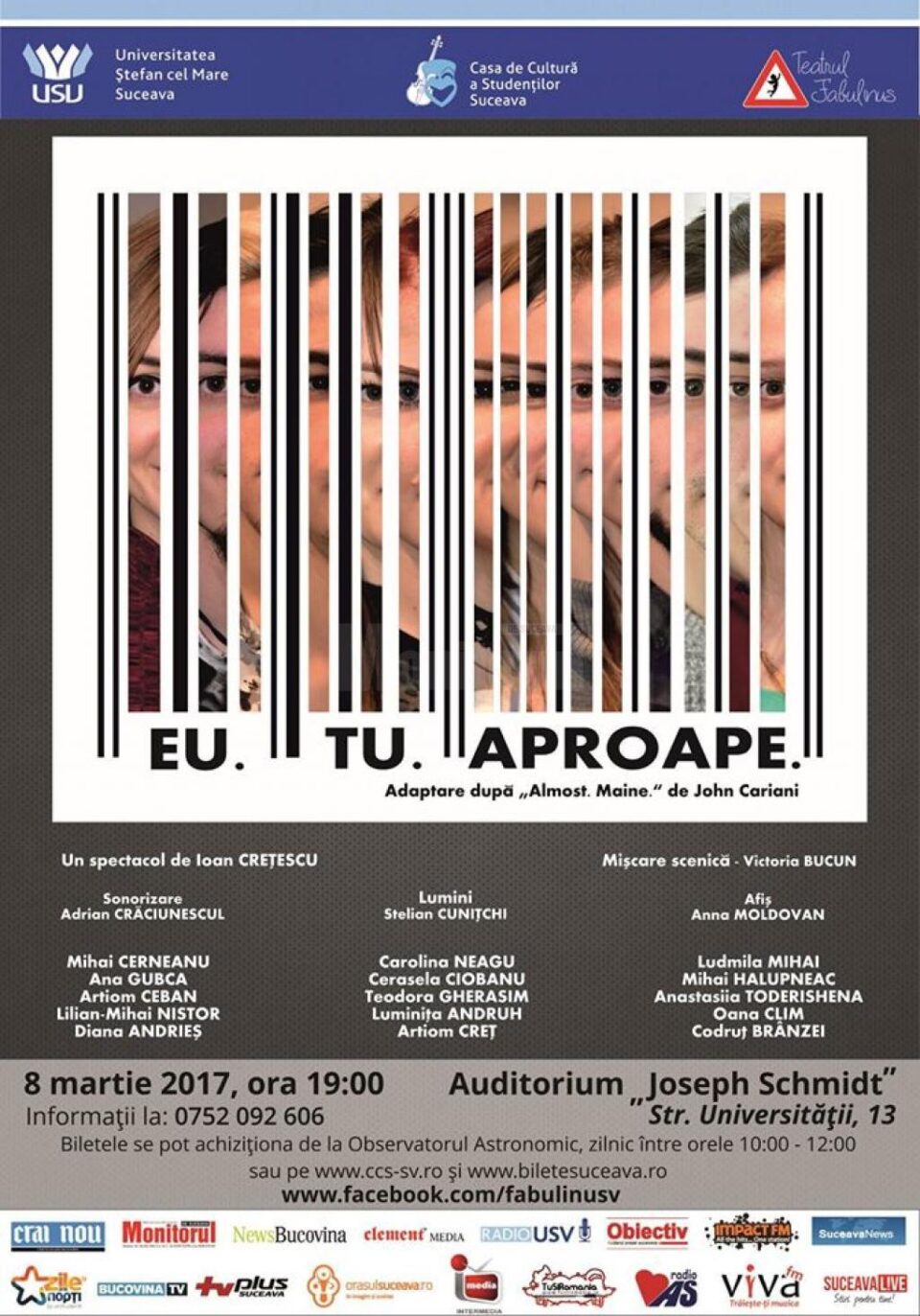 Teatrul Fabulinus (USV) revine cu spectacolul „Eu. Tu. Aproape.”