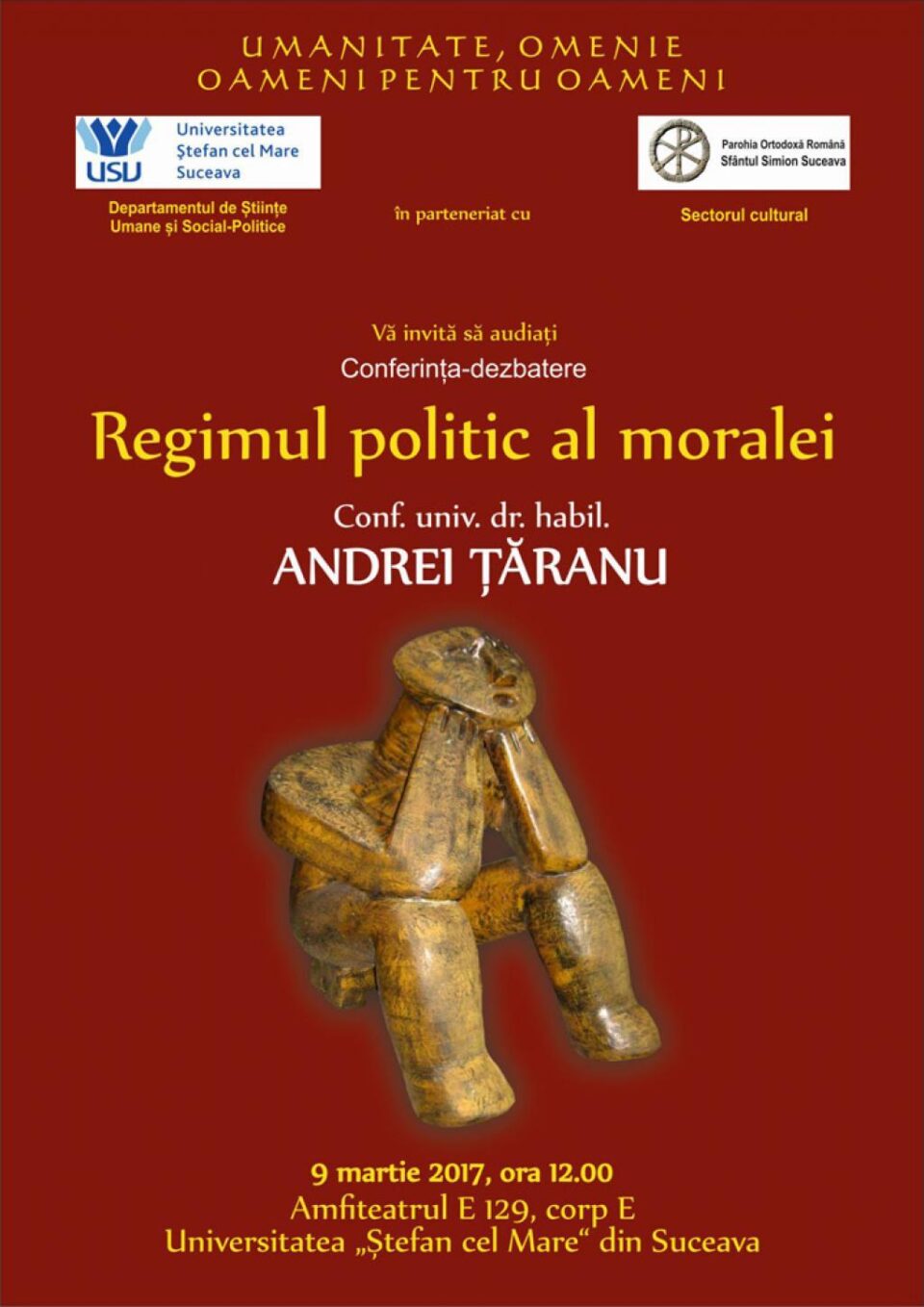 „Regimul politic al moralei”, conferință-dezbatere la Universitatea „Ștefan cel Mare” Suceava