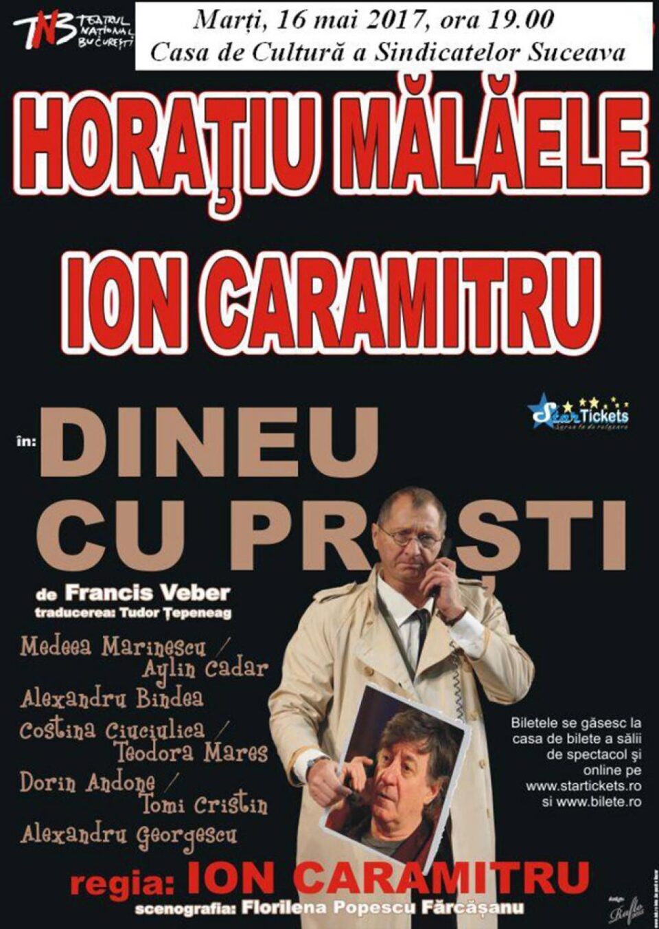 Horațiu Mălăele și Ion Caramitru aduc pe scena suceveană piesa de succes „Dineu cu proști”