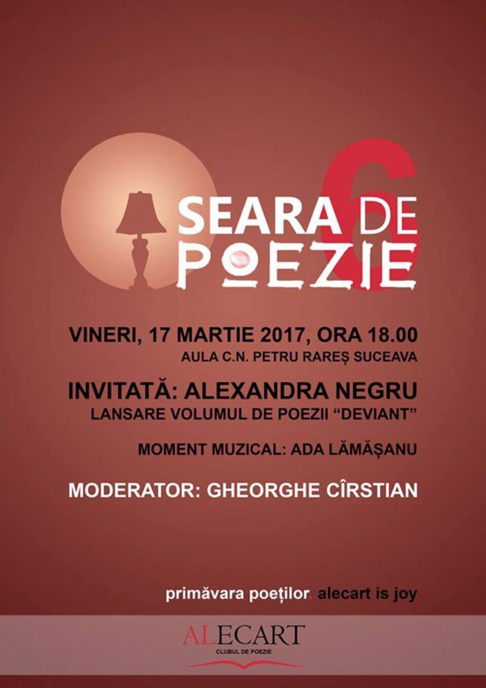Seară de poezie a clubului „Alecart”, astăzi, la Colegiul „Petru Rareș”