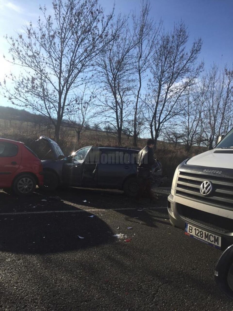 Carambol cu patru mașini pe E 85, la Bunești