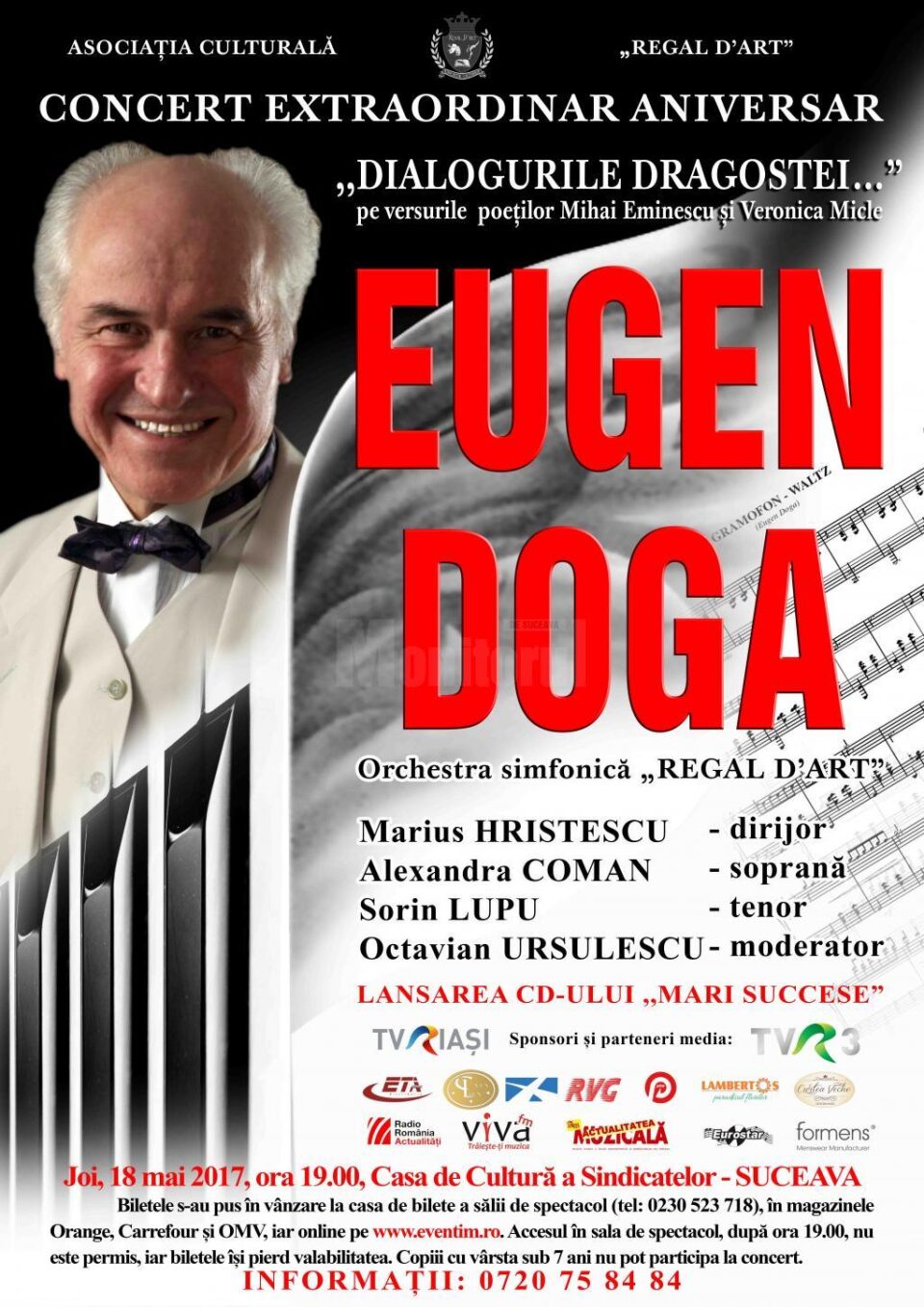 Concert extraordinar aniversar Eugen Doga, la Casa de Cultură Suceava