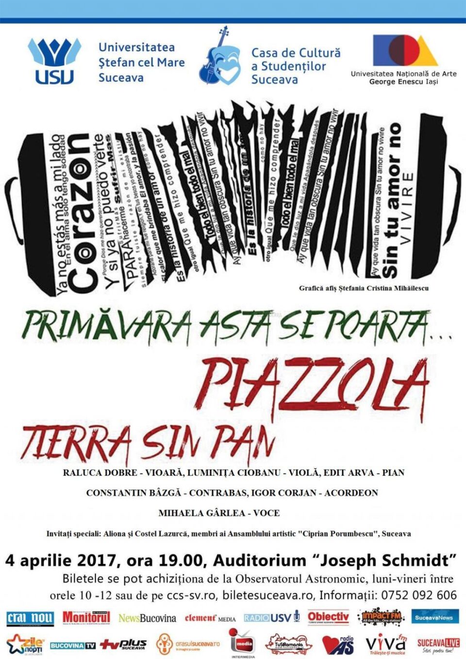 Tribut pentru compozitorul argentinian Astor Piazzola, adus de „Tierra Sin Pan”, pe scena USV